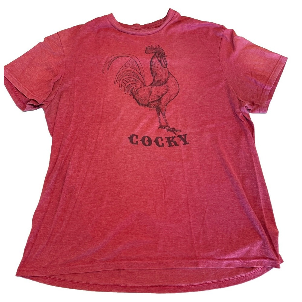 Mason Jar Label Cocky Rooster Graphic T Shirt Red Farmhouse Humor Tee